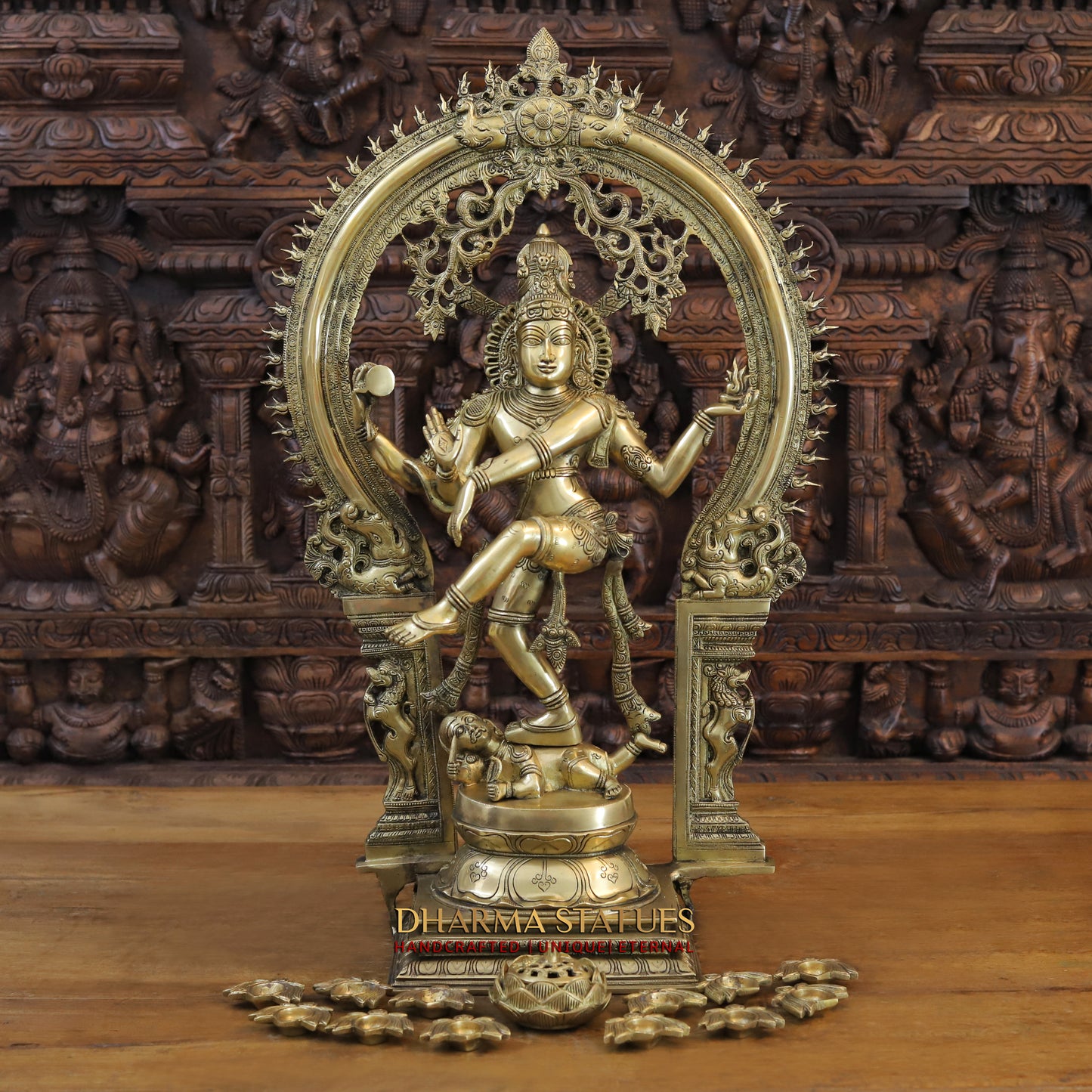 Brass Natraj Idol, Dancing Lord Shiva, Fine Golden Finish, Masterpiece 28.5"