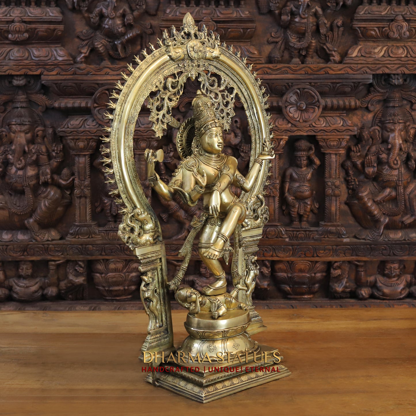 Brass Natraj Idol, Dancing Lord Shiva, Fine Golden Finish, Masterpiece 28.5"