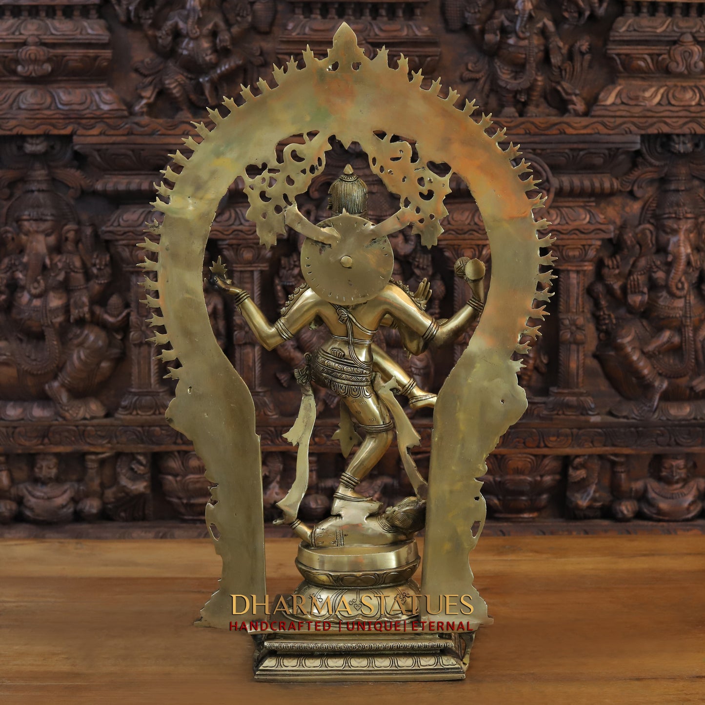 Brass Natraj Idol, Dancing Lord Shiva, Fine Golden Finish, Masterpiece 28.5"