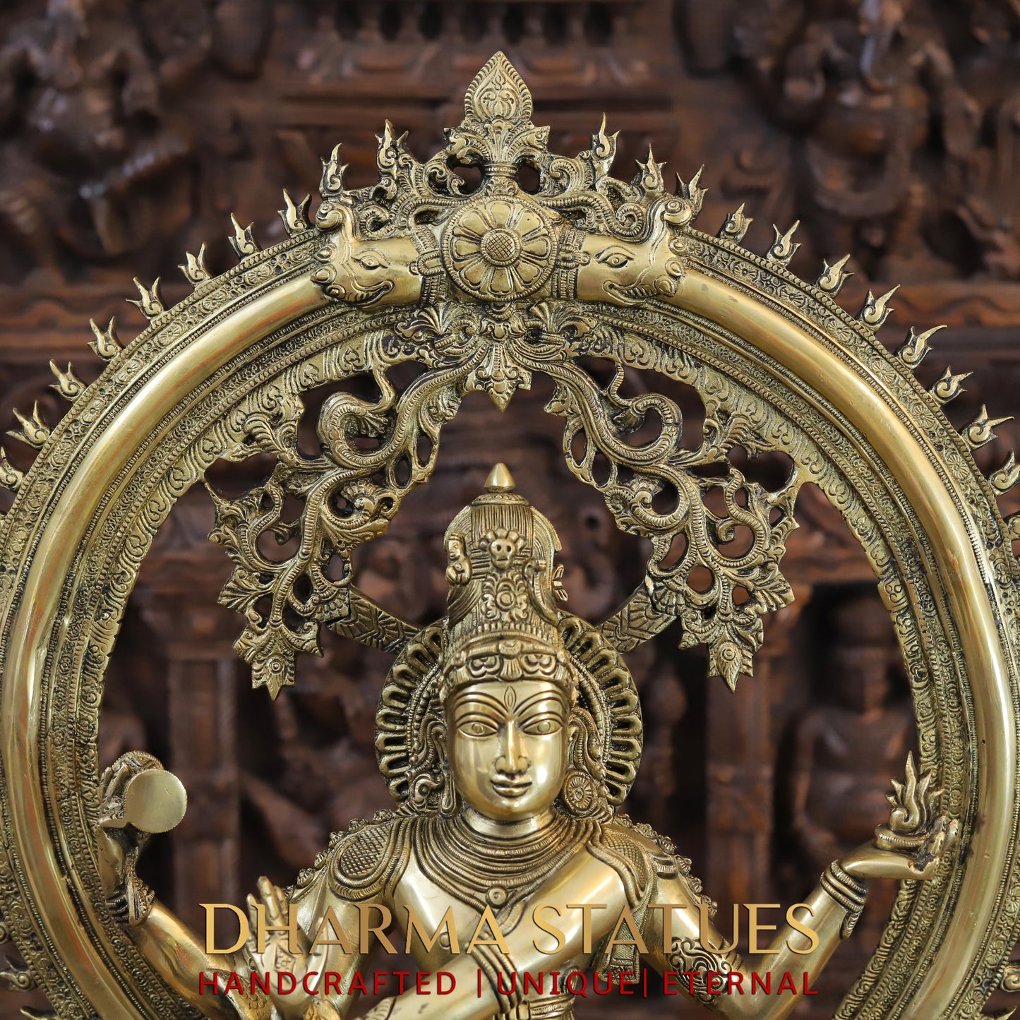 Brass Natraj Idol, Dancing Lord Shiva, Fine Golden Finish, Masterpiece 28.5"