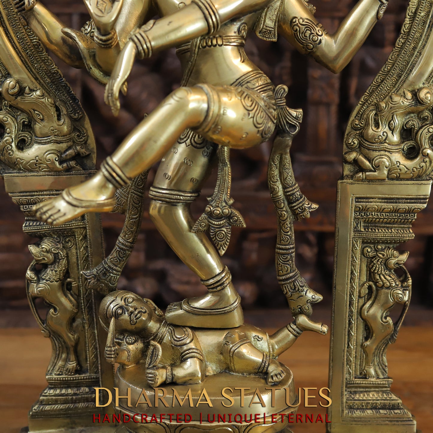 Brass Natraj Idol, Dancing Lord Shiva, Fine Golden Finish, Masterpiece 28.5"