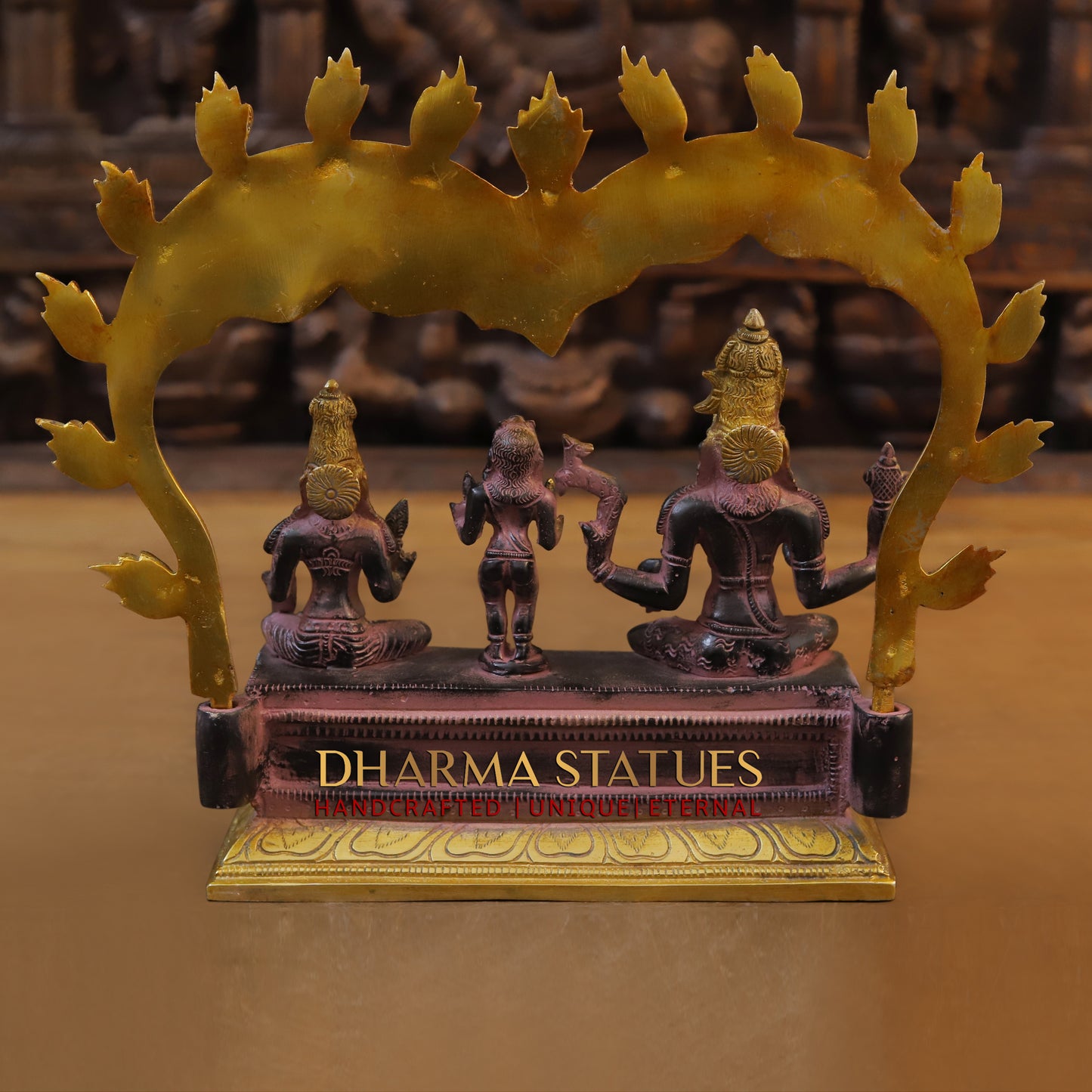 Brass Somaskandar Panchaloha with Frame, Purple & Golden Finish, 11"