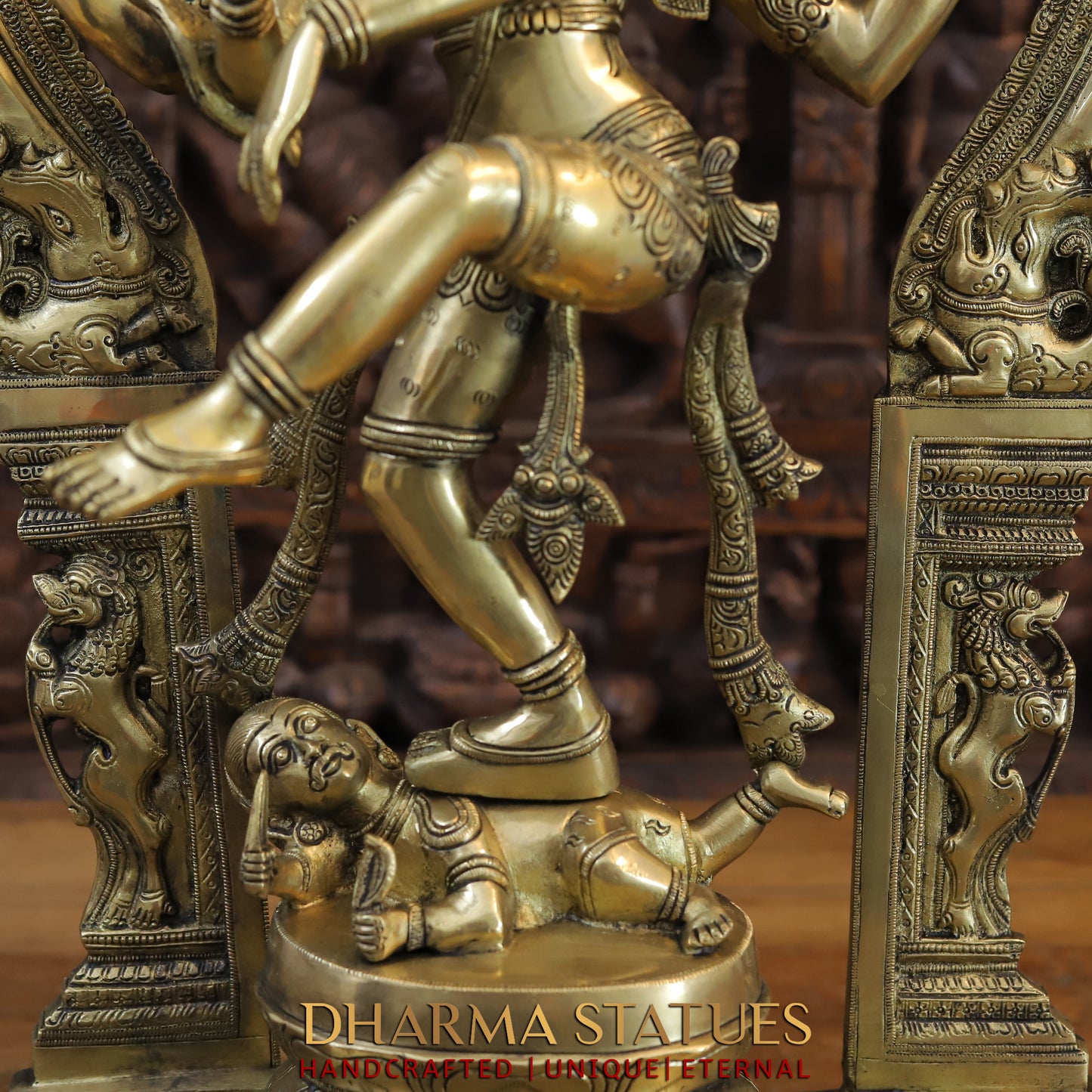 Brass Natraj Idol, Dancing Lord Shiva, Fine Golden Finish, Masterpiece 28.5"