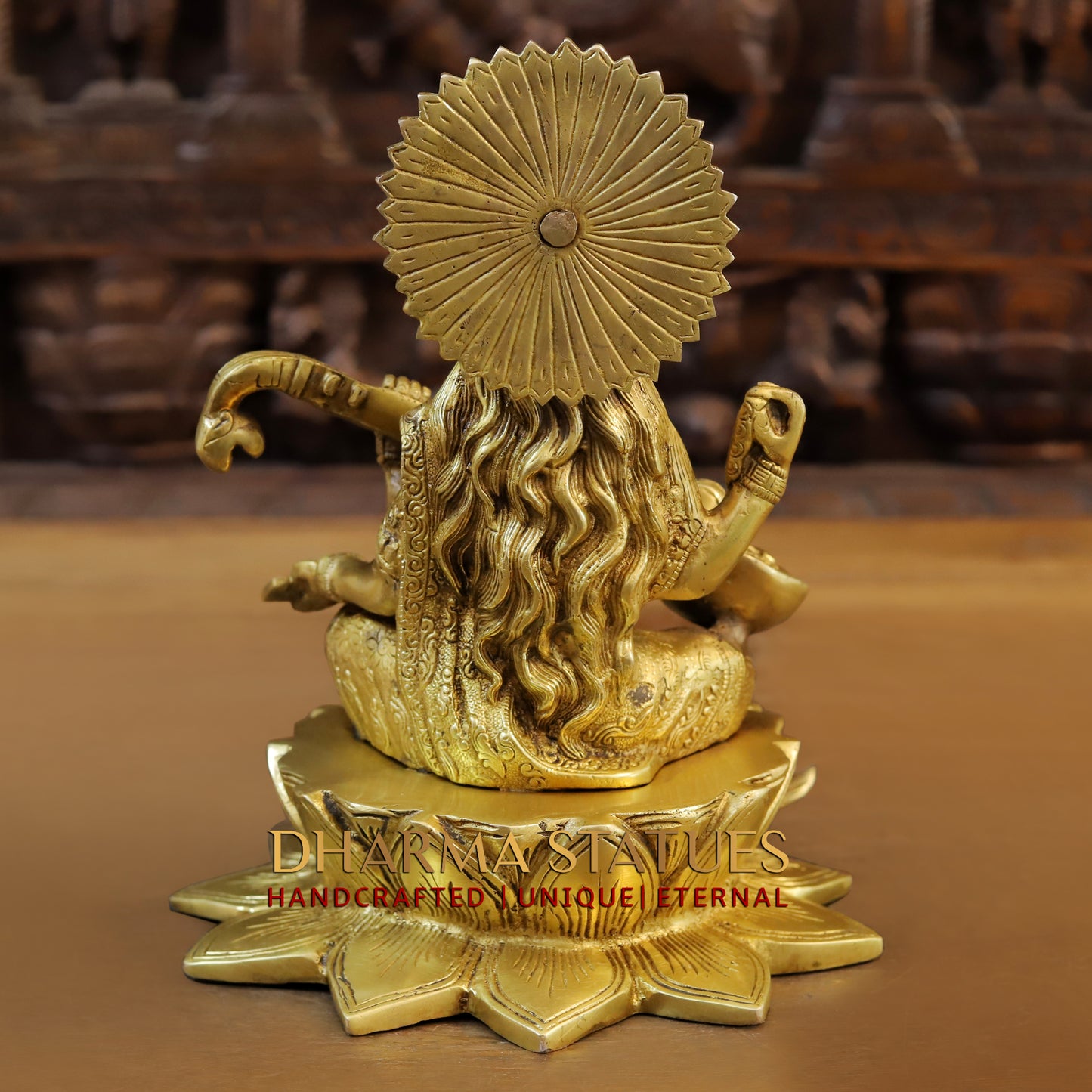 Brass Saraswati, Fine Golden Finish, 10.5