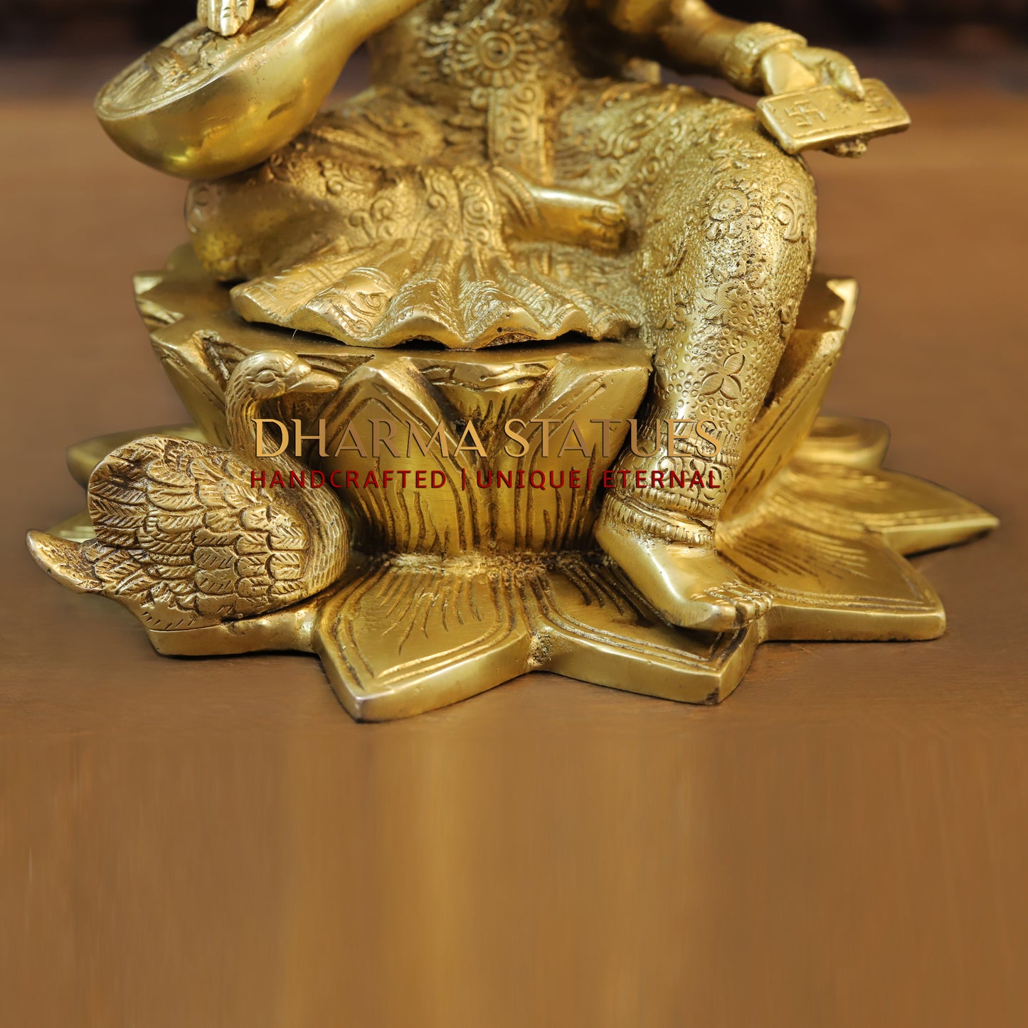 Brass Saraswati, Fine Golden Finish, 10.5