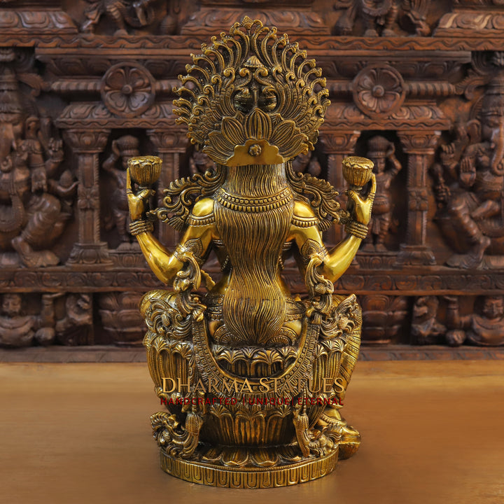 Brass Laxmi Sitting Statue Super Fine Quality, Golden Black finish 24.5"