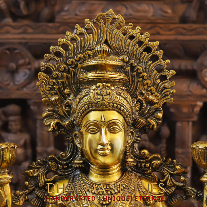 Brass Laxmi Sitting Statue Super Fine Quality, Golden Black finish 24.5"