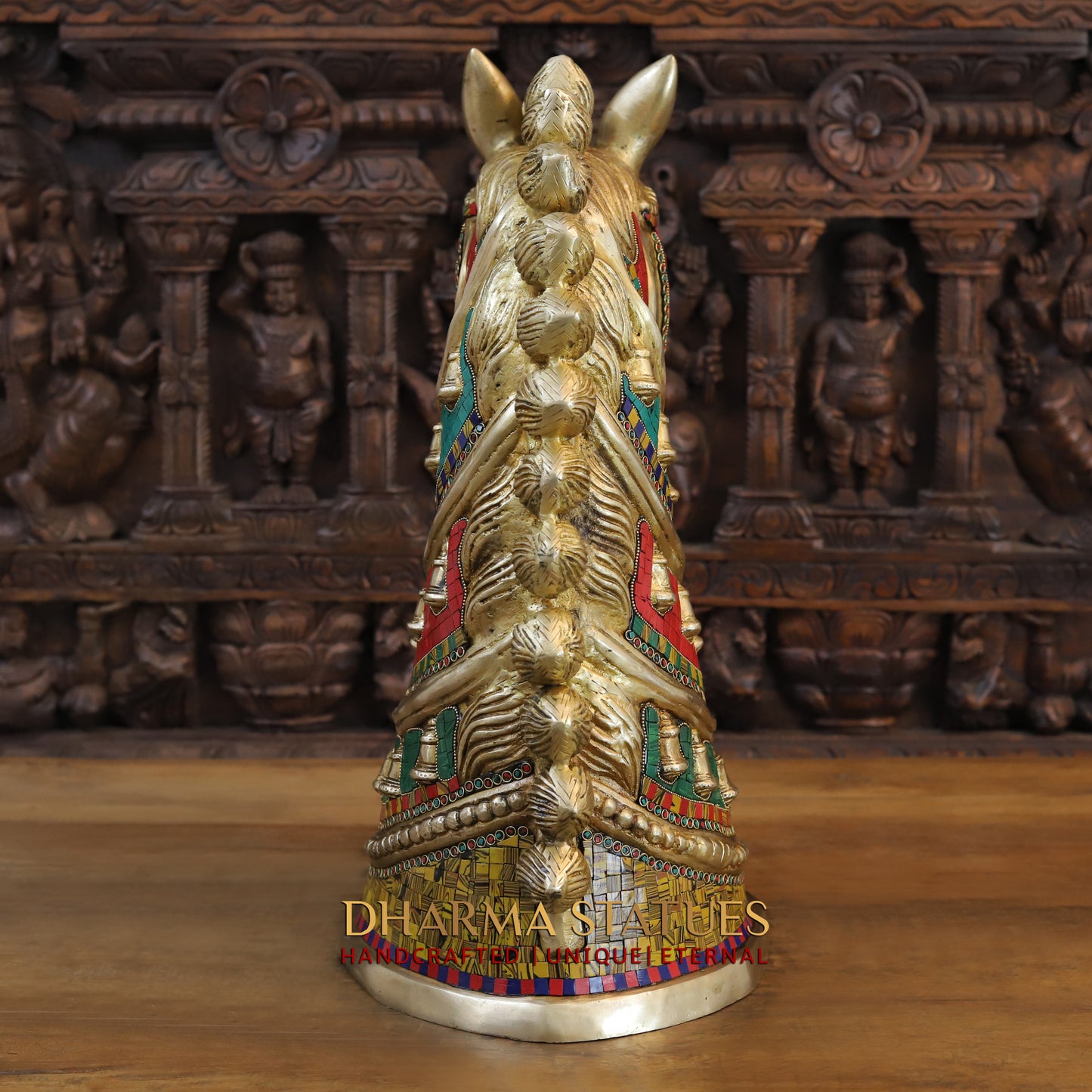 Brass Royal Horse Head, Golden & Stonework, 22"