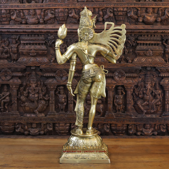 Brass Ardhnari (Powerful form of Shiva), Golden Finish, 40.5"