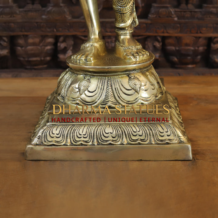 Brass Ardhnari (Powerful form of Shiva), Golden Finish, 40.5"