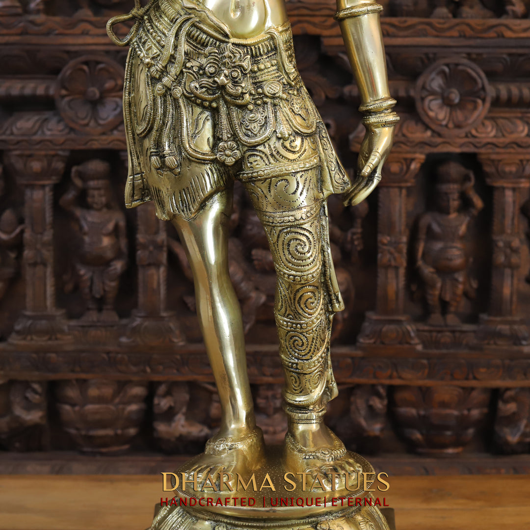 Brass Ardhnari (Powerful form of Shiva), Golden Finish, 40.5"