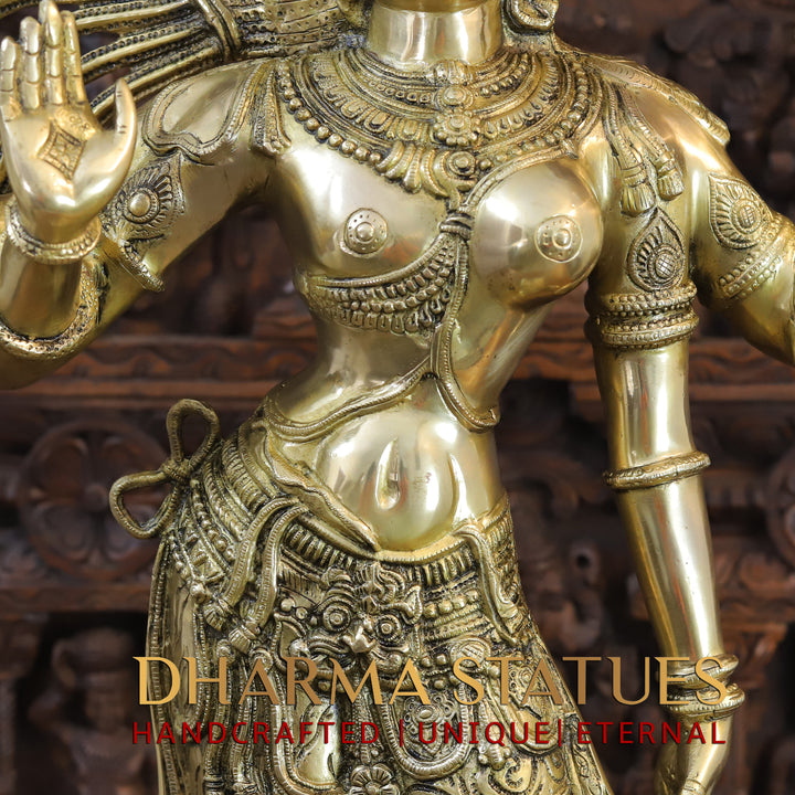 Brass Ardhnari (Powerful form of Shiva), Golden Finish, 40.5"