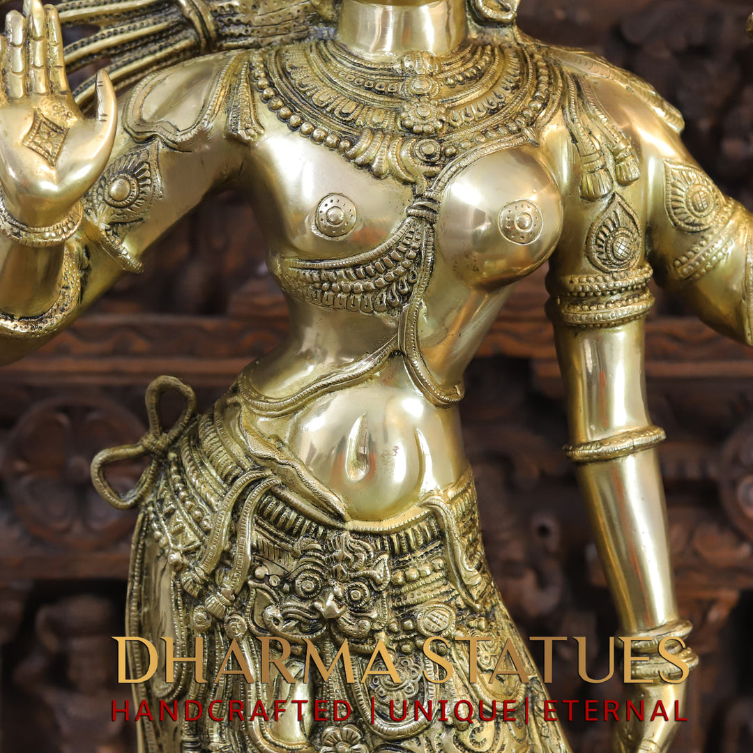 Brass Ardhnari (Powerful form of Shiva), Golden Finish, 40.5"