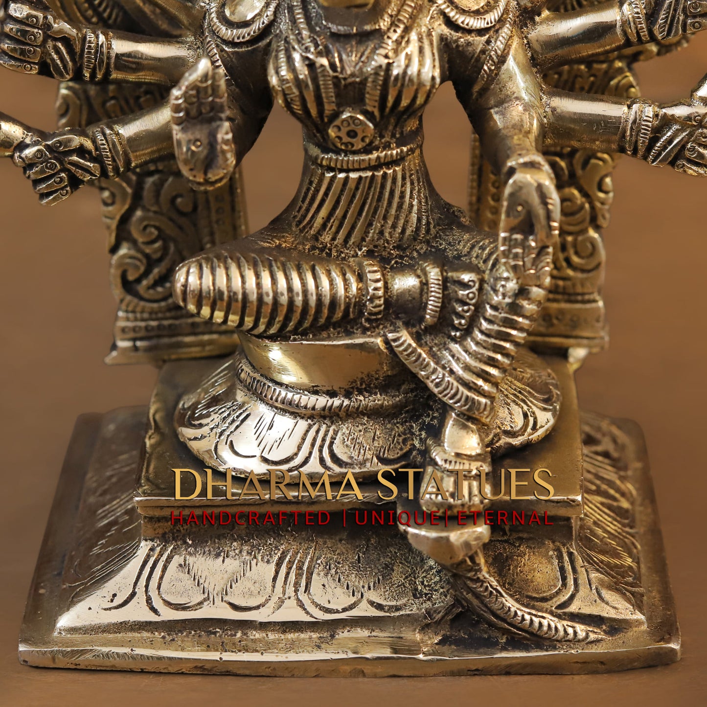 Brass Varaha (Lord Vishnu) in Seated Posture with Frame Behind Him. 8"