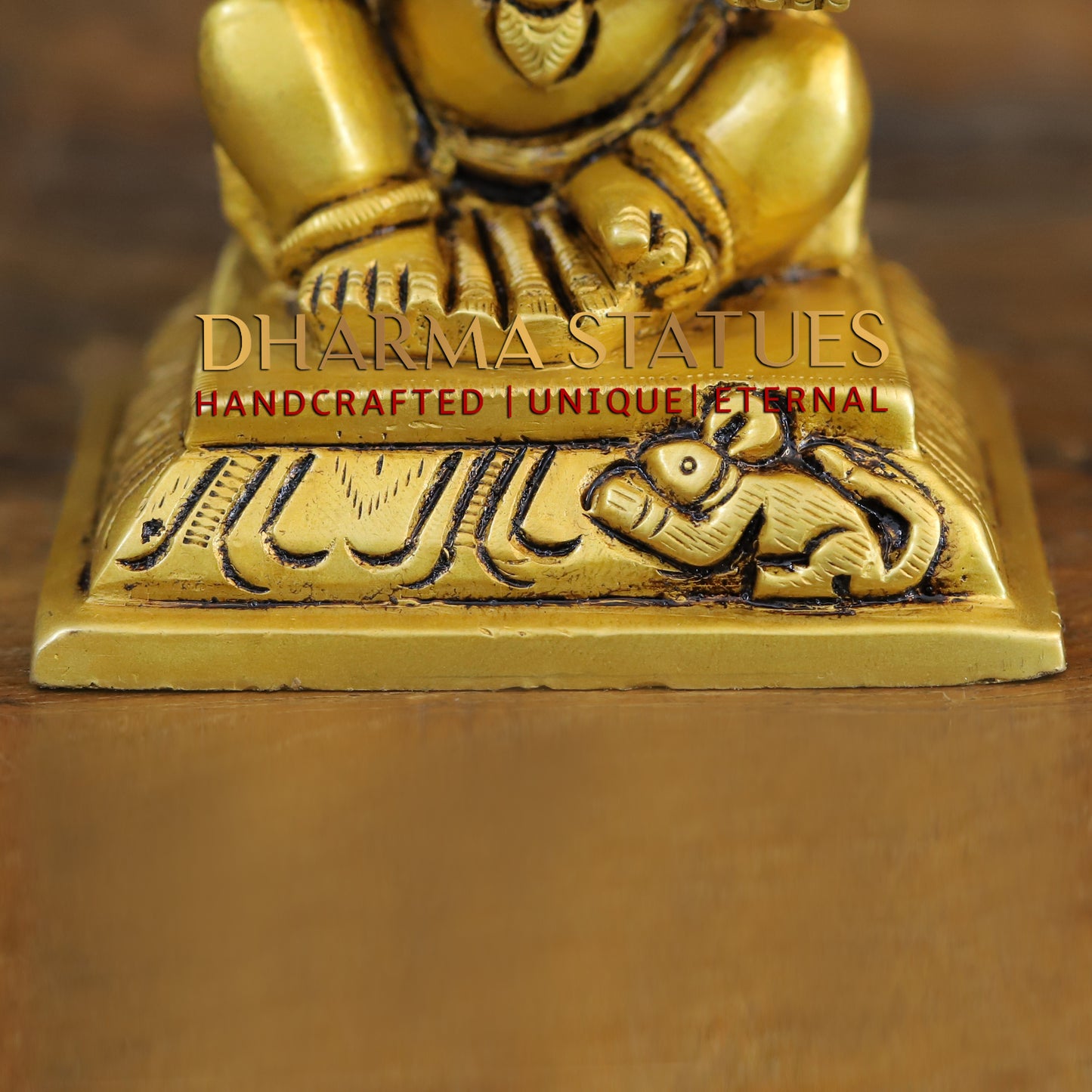 Brass Ganesh & Lakshmi seated in Blessing Posture, Golden Finish, 4"