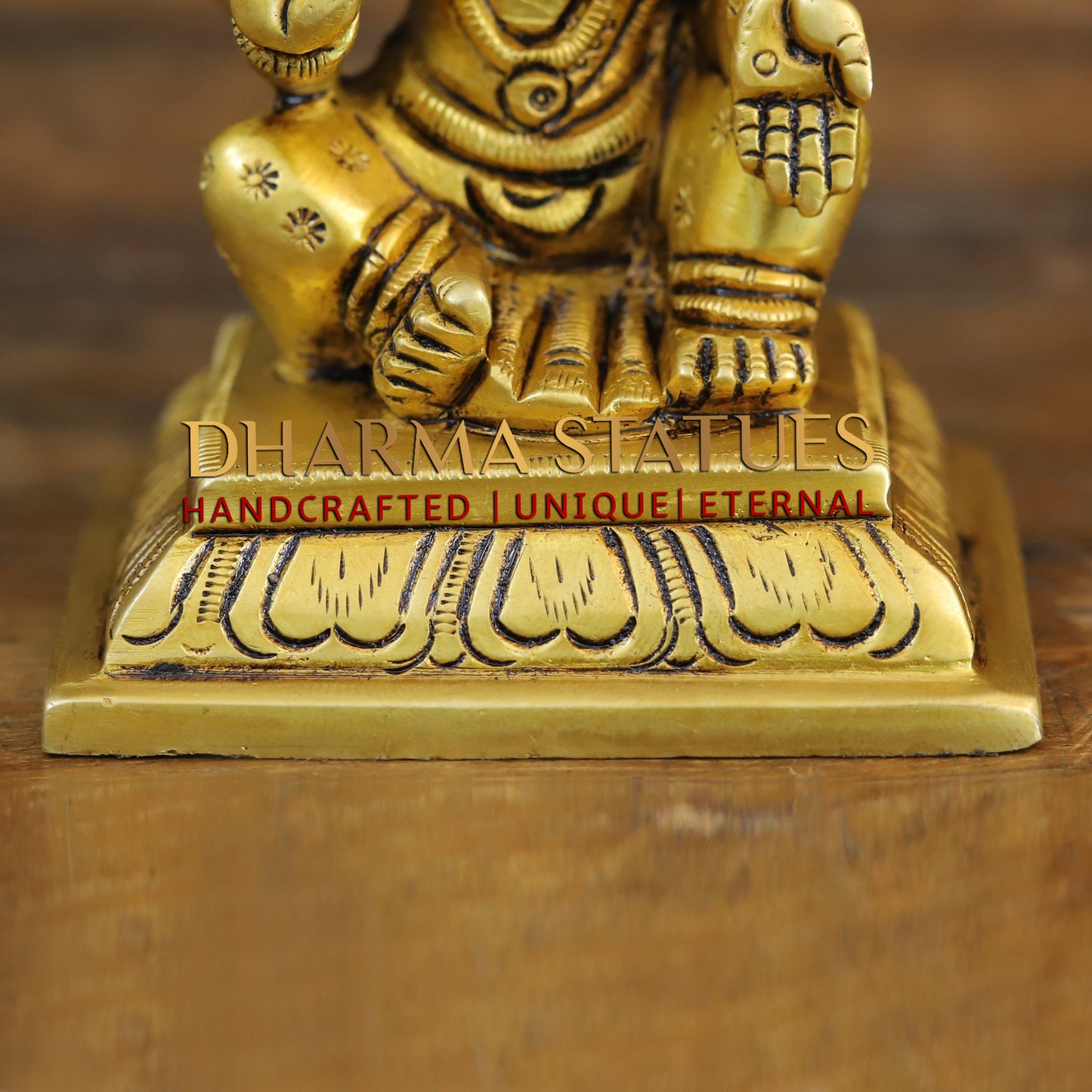 Brass Ganesh & Lakshmi seated in Blessing Posture, Golden Finish, 4"