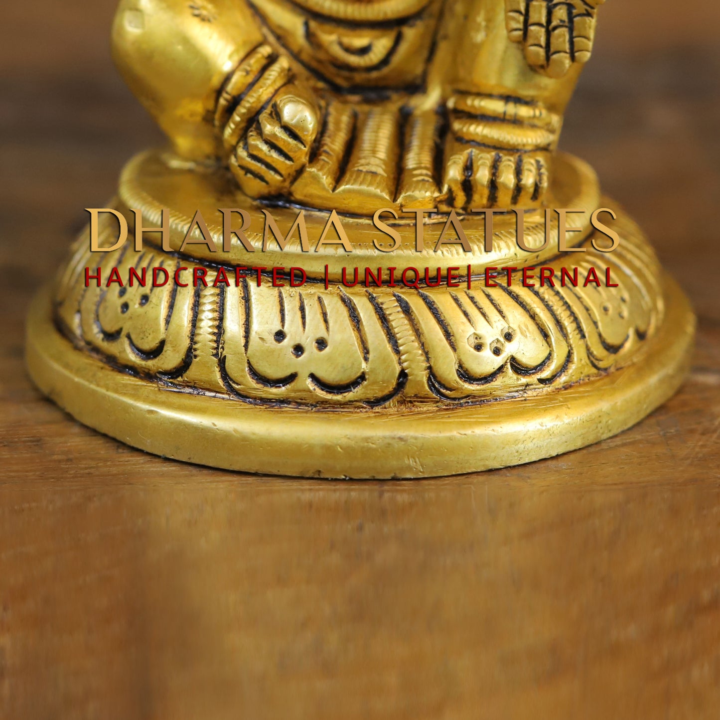 Brass Lakshmi seated in Blessing Posture, Golden Finish, 4"