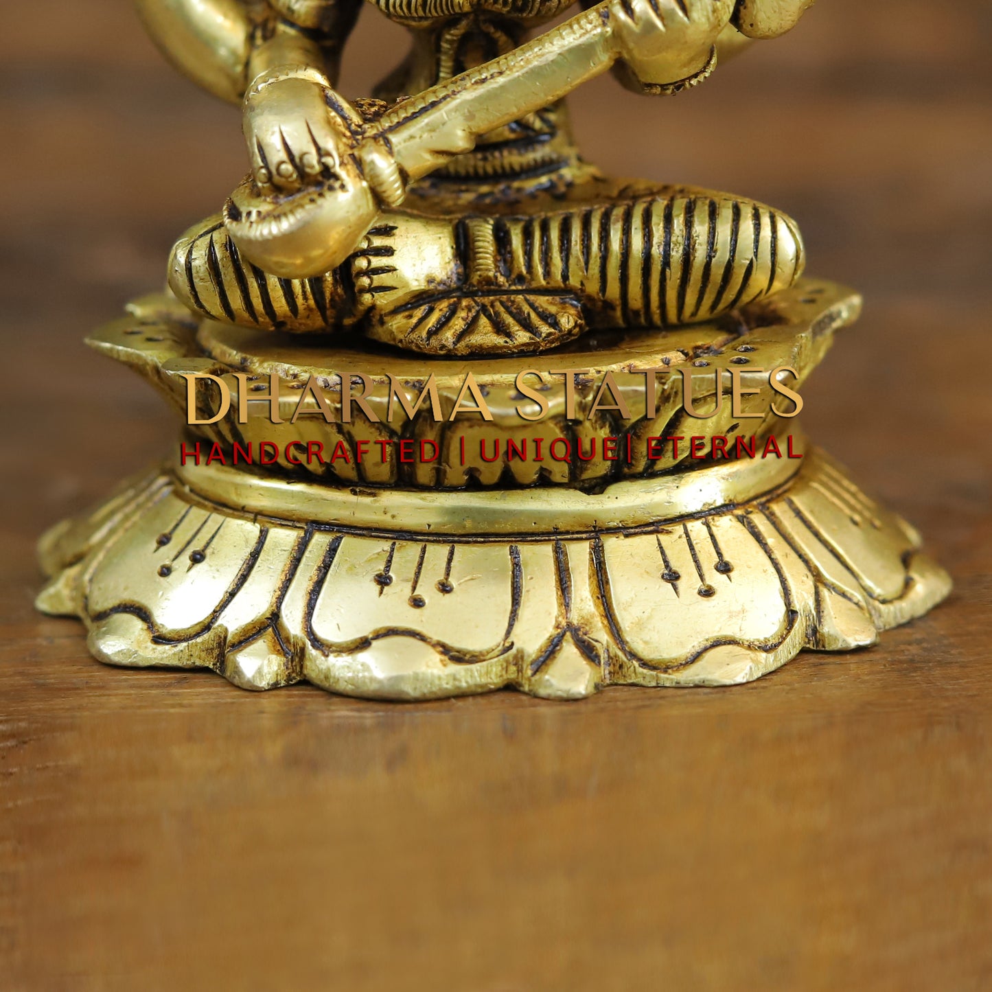 Brass Saraswati seated, Golden Finish, 3.5"
