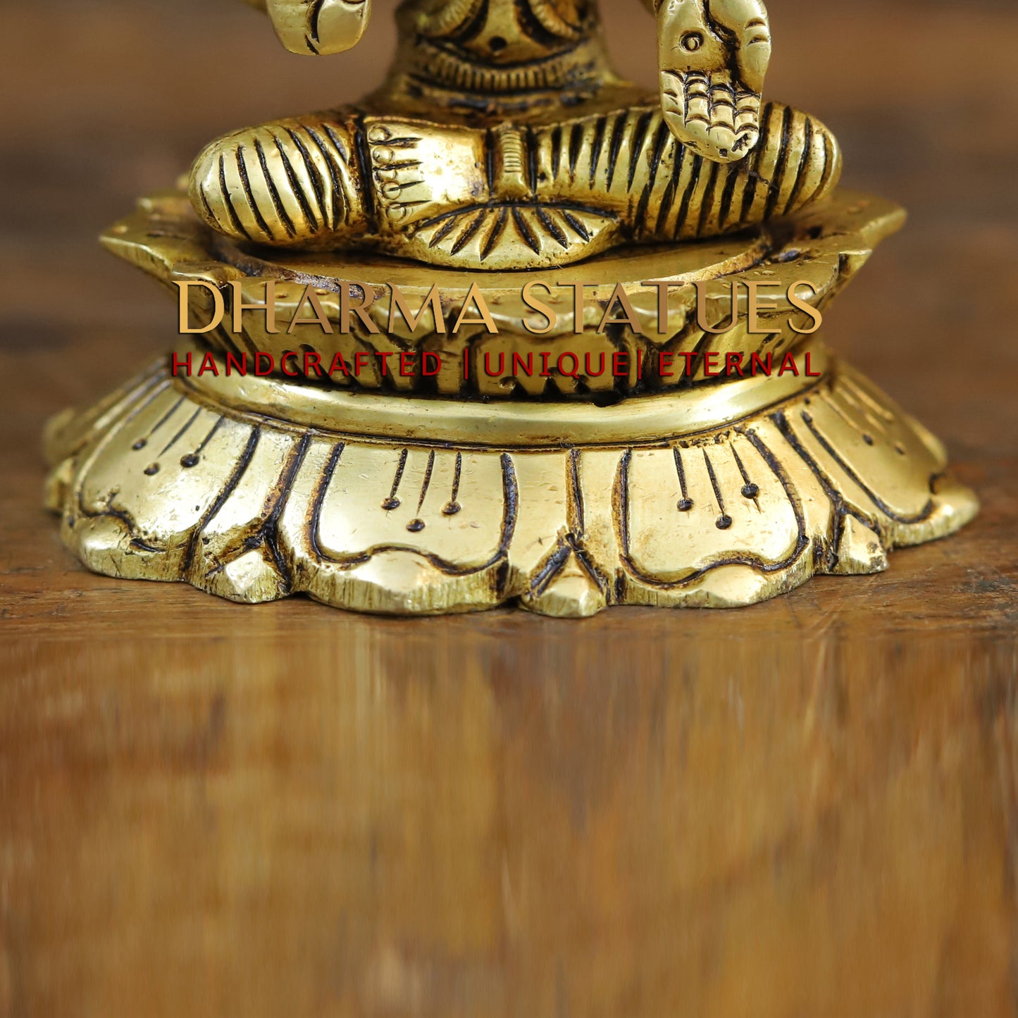 Brass Lakshmi seated in Blessing Posture, Golden Finish, 3.5"