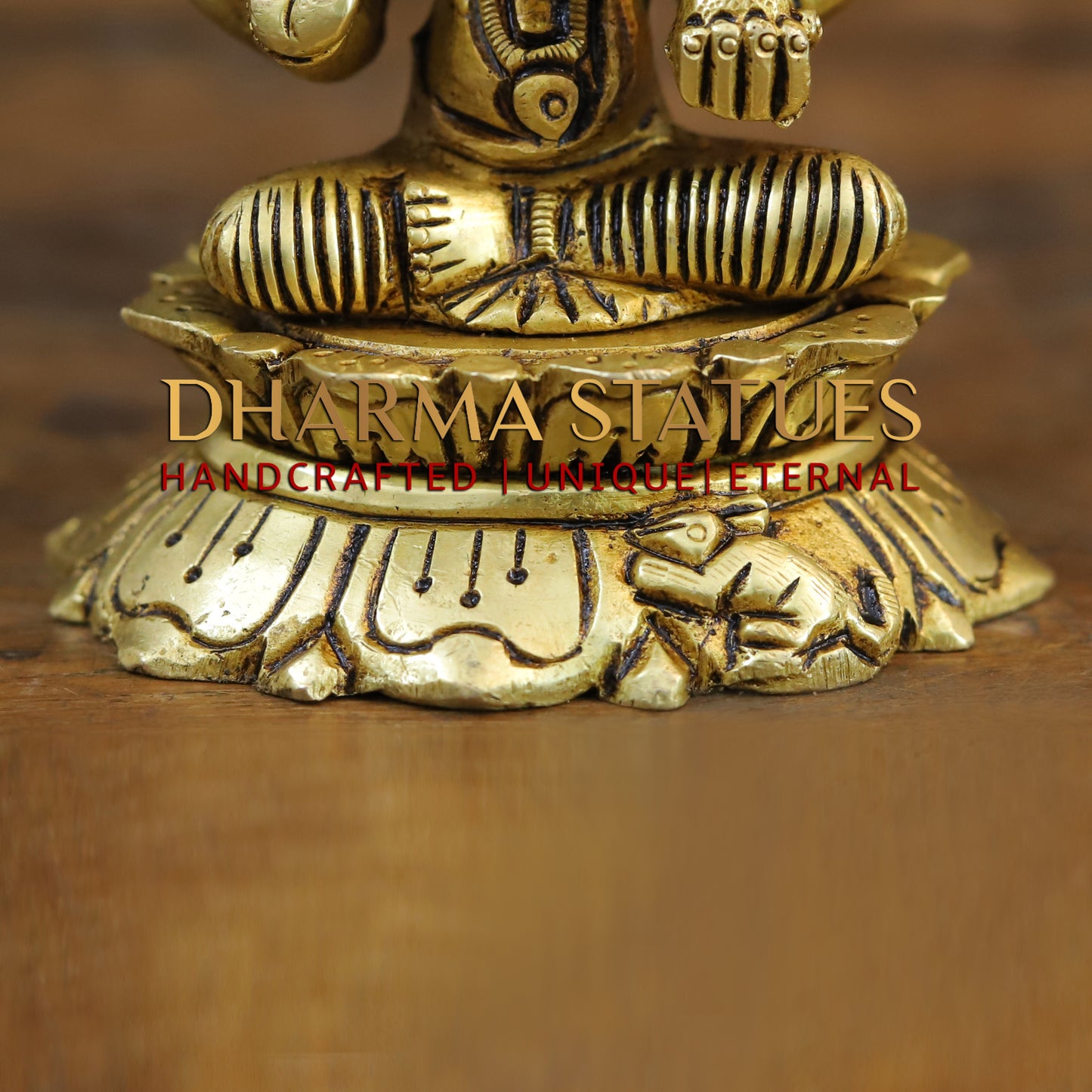 Brass Ganesh seated in Blessing Posture, Golden Finish, 3.5"