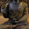 Brass Buddha Statue, Sitting under tree, Black Patina & Gold Finish 26"