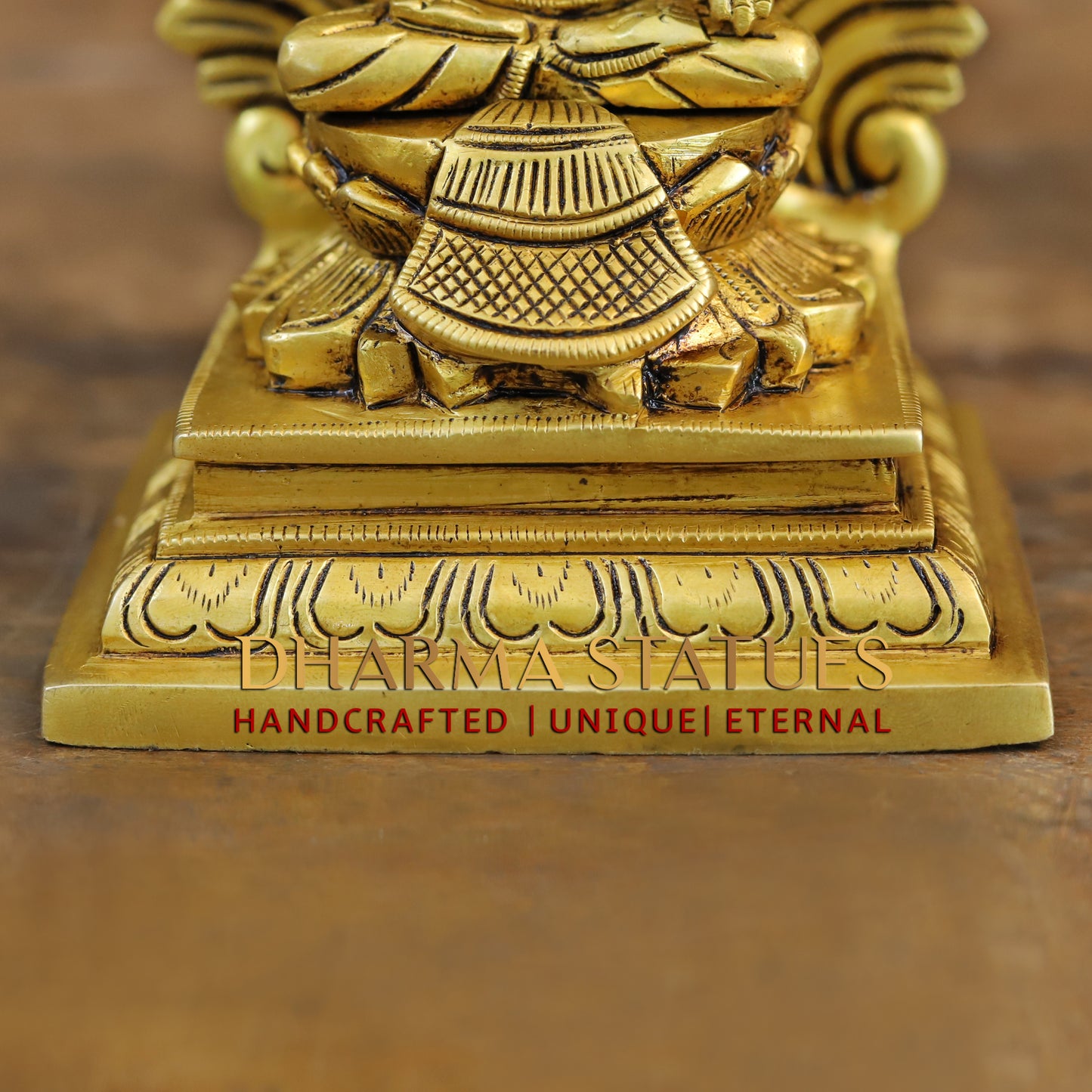 Brass Lakshmi seated with Frame, Golden Finish, 7.5"