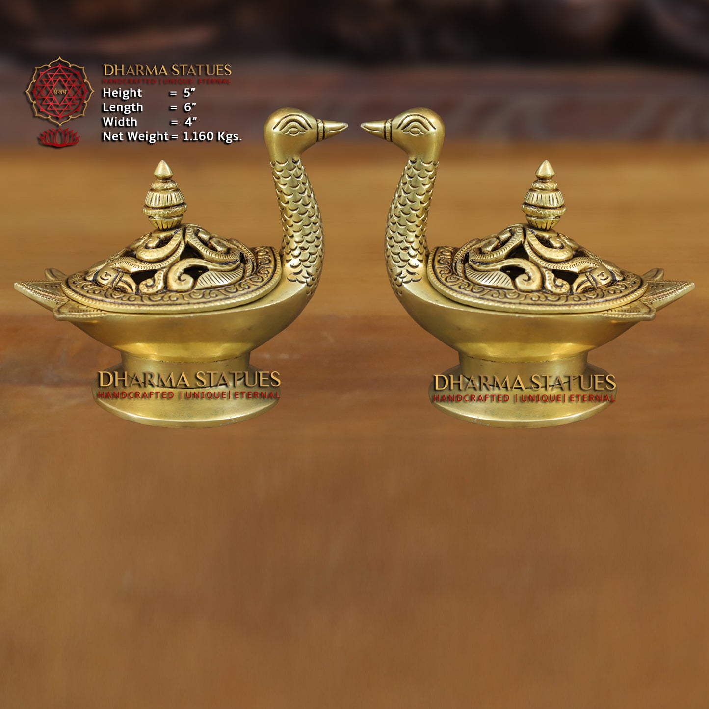 Brass Swan - Incense Burner, Fine Gold Finish, 5"