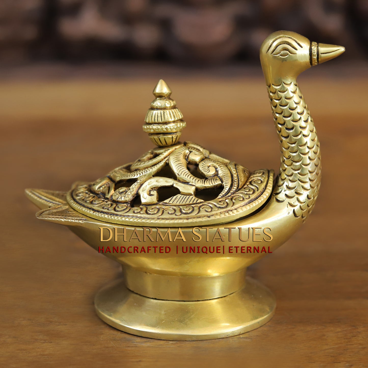 Brass Swan - Incense Burner, Fine Gold Finish, 5"