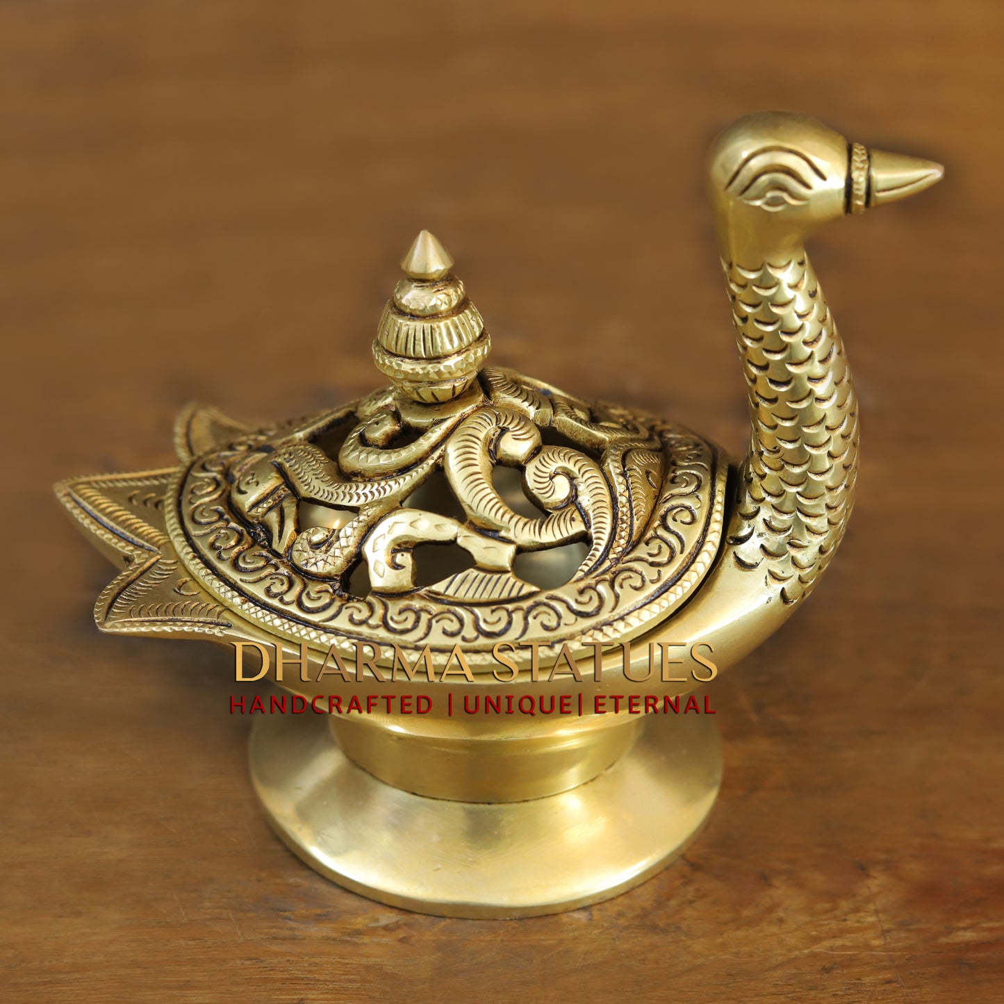 Brass Swan - Incense Burner, Fine Gold Finish, 5"