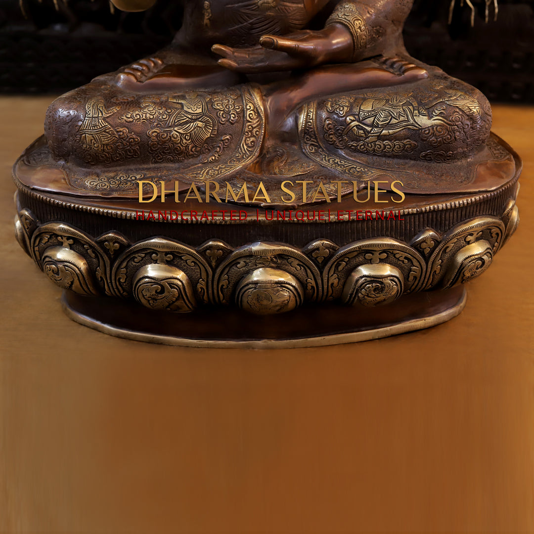 Brass Buddha Life Story With tree , Copper and Gold Finish, 43.5