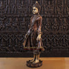 Brass Buddha Statue, Standing on a Lotus, Copper Finish 43"