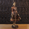 Brass Buddha Statue, Standing on a Lotus, Copper Finish 43"