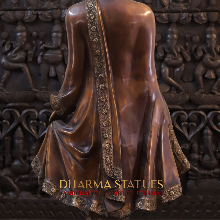 Brass Buddha Standing With Fancy Cape 43" (Copper & Gold)