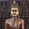 Brass Buddha Statue, Standing on a Lotus, Copper Finish 43"