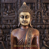 Brass Buddha Statue, Standing on a Lotus, Copper Finish 43"