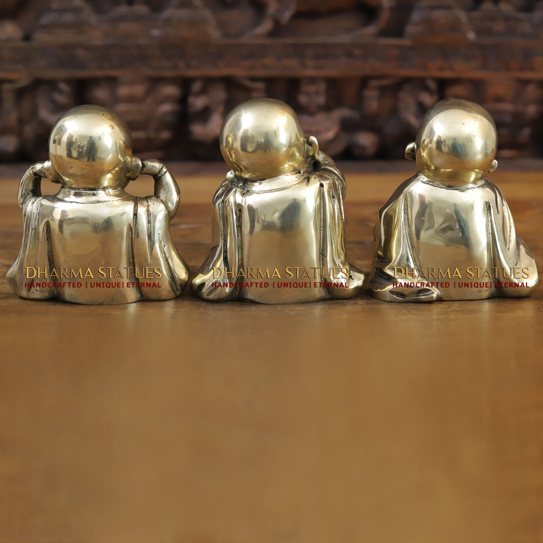 Brass Happy Monks, Fine Golden Finish 5"