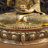 Brass Buddha Statue, Sitting With Flower carving, Smooth Finish, 21"