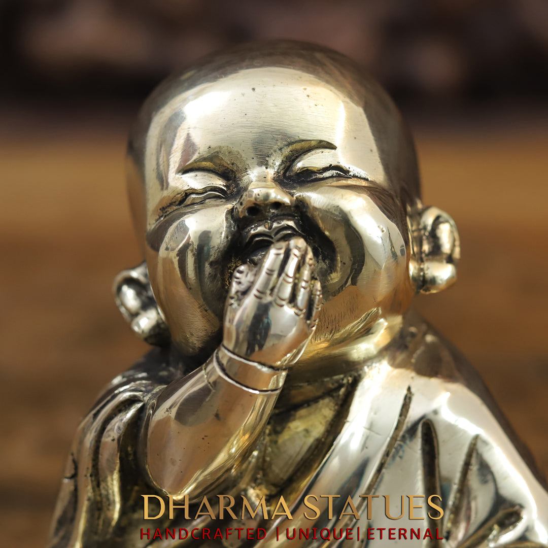 Brass Happy Monks, Fine Golden Finish 5"