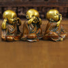 Brass Happy Monks Idol, Fine Bronze and Golden Finish 5"