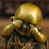 Brass Happy Monks Idol, Fine Bronze and Golden Finish 5"