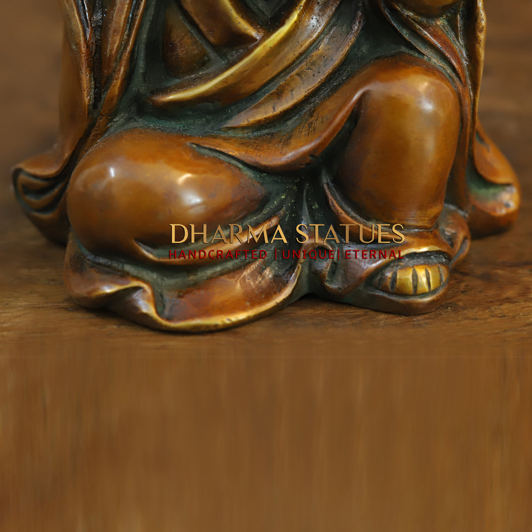 Brass Happy Monks Idol, Fine Bronze and Golden Finish 5"