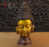 Brass Buddha Head, Golden and Copper, 23" Front View