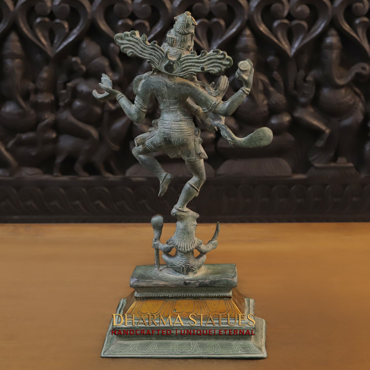 Brass Shiva Tandav, Fine Green Finish, 18"
