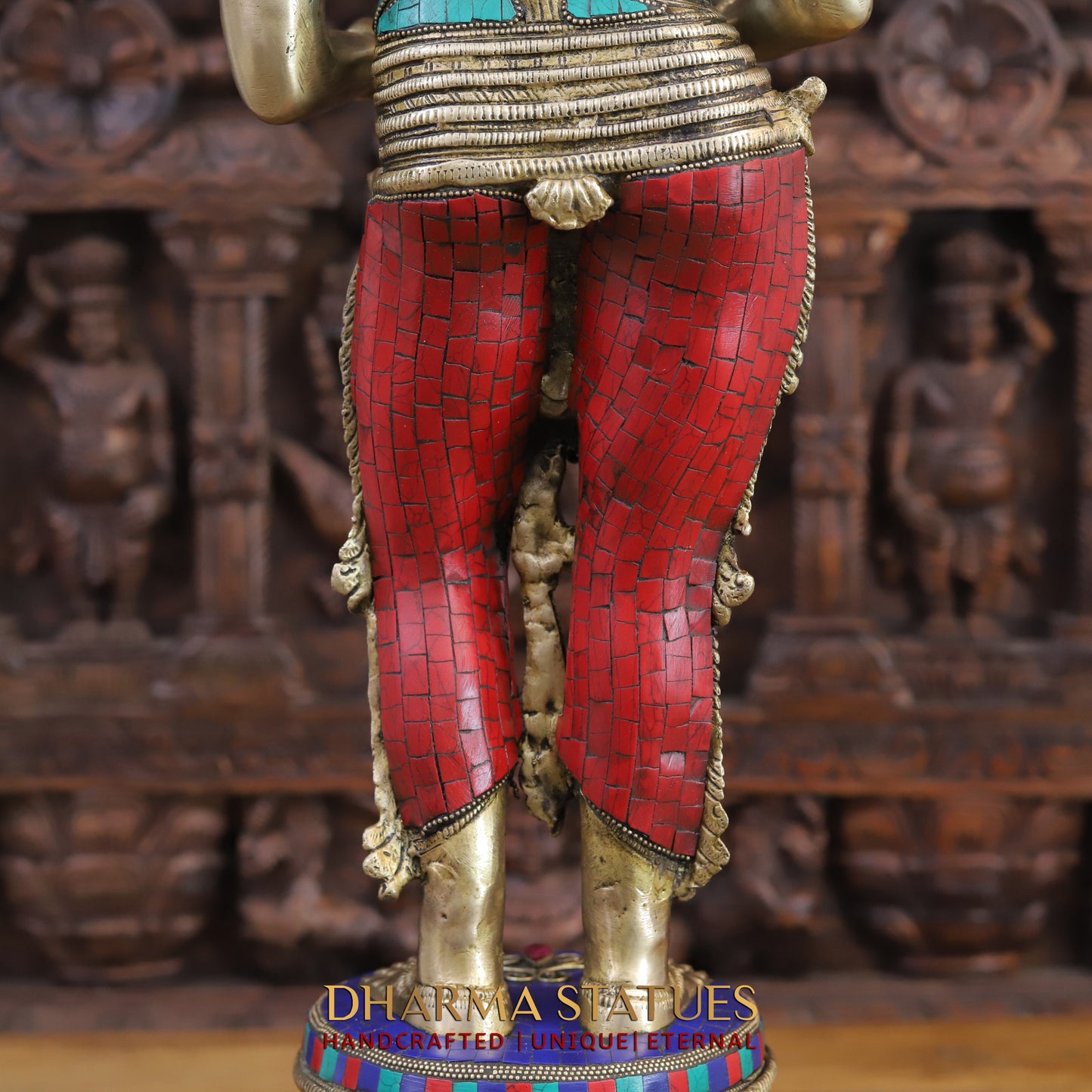 Brass Deep Lady, standing on a Lotus, Stone & Golden Finish 32"