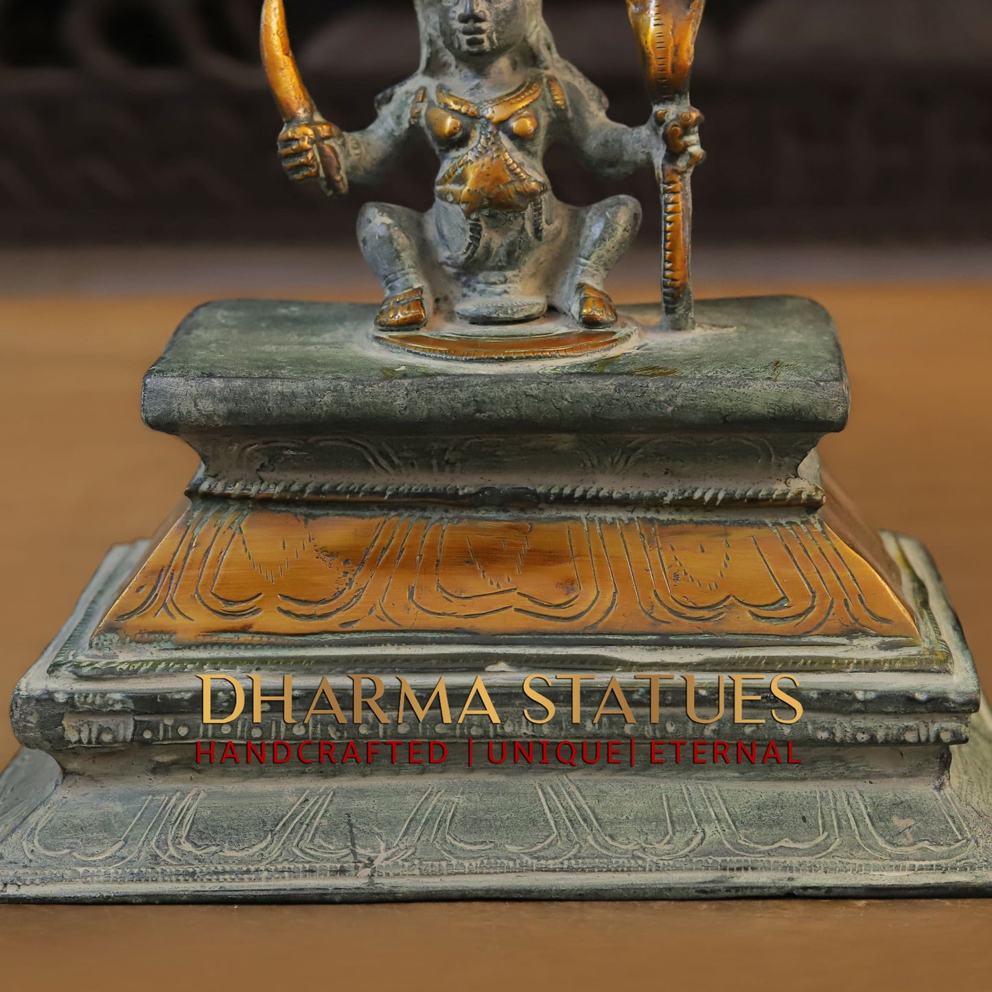 Brass Natraj Idol, A Symphony of Movement,Green Patina Finish with Golden Hues, 18"