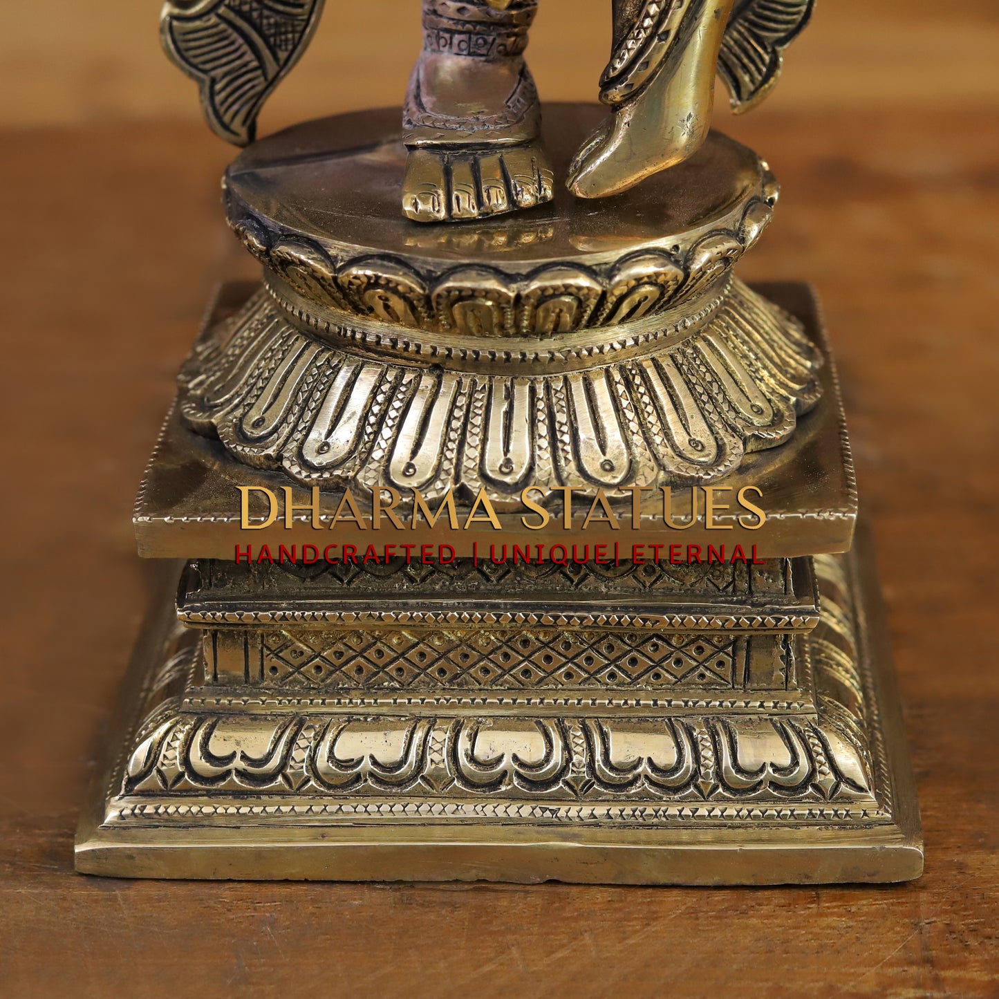 Brass Krishna Statue, Fine Golden Finish, 19"
