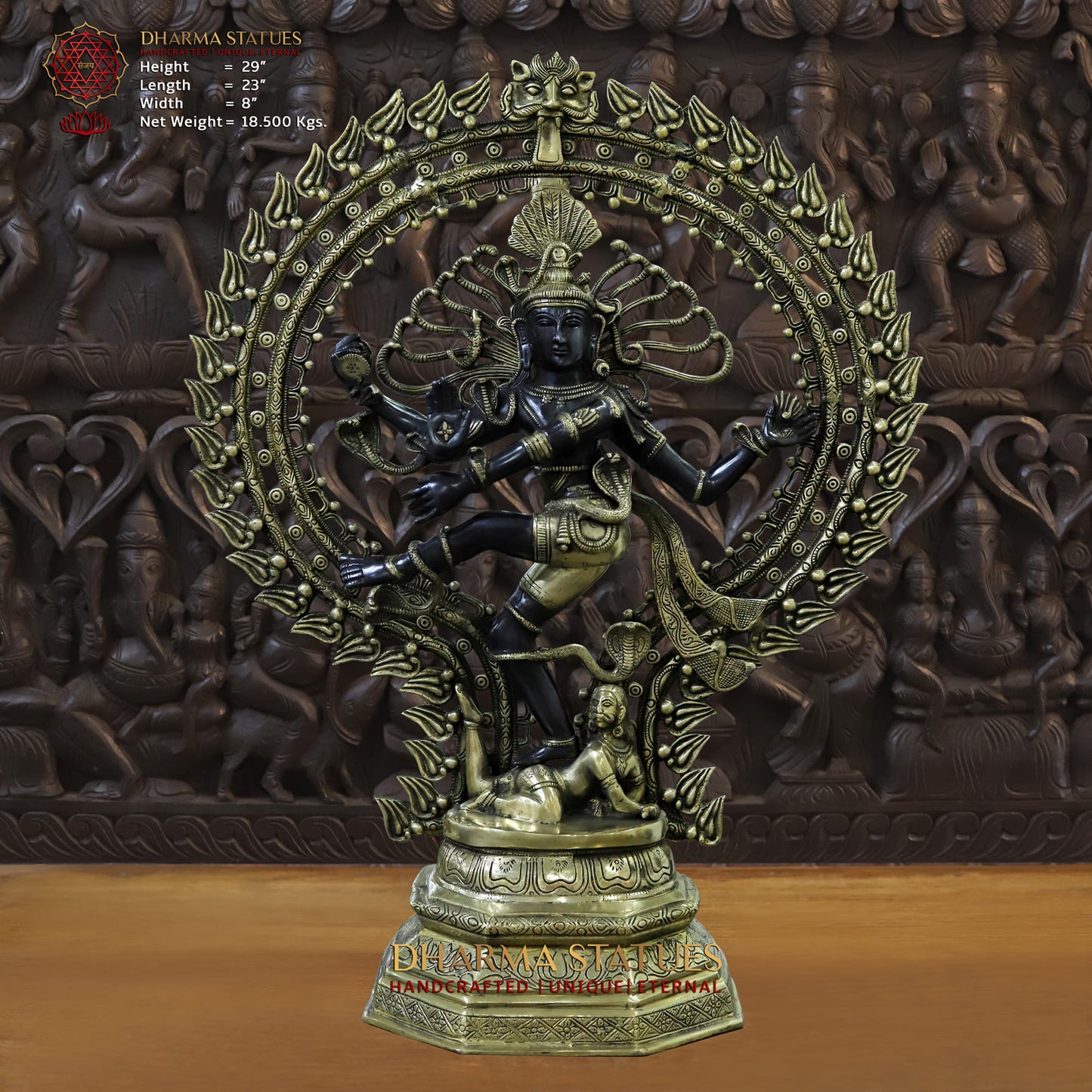 Brass Natraj, Lord Shiva Performing Tandava Dance. 29" Front View