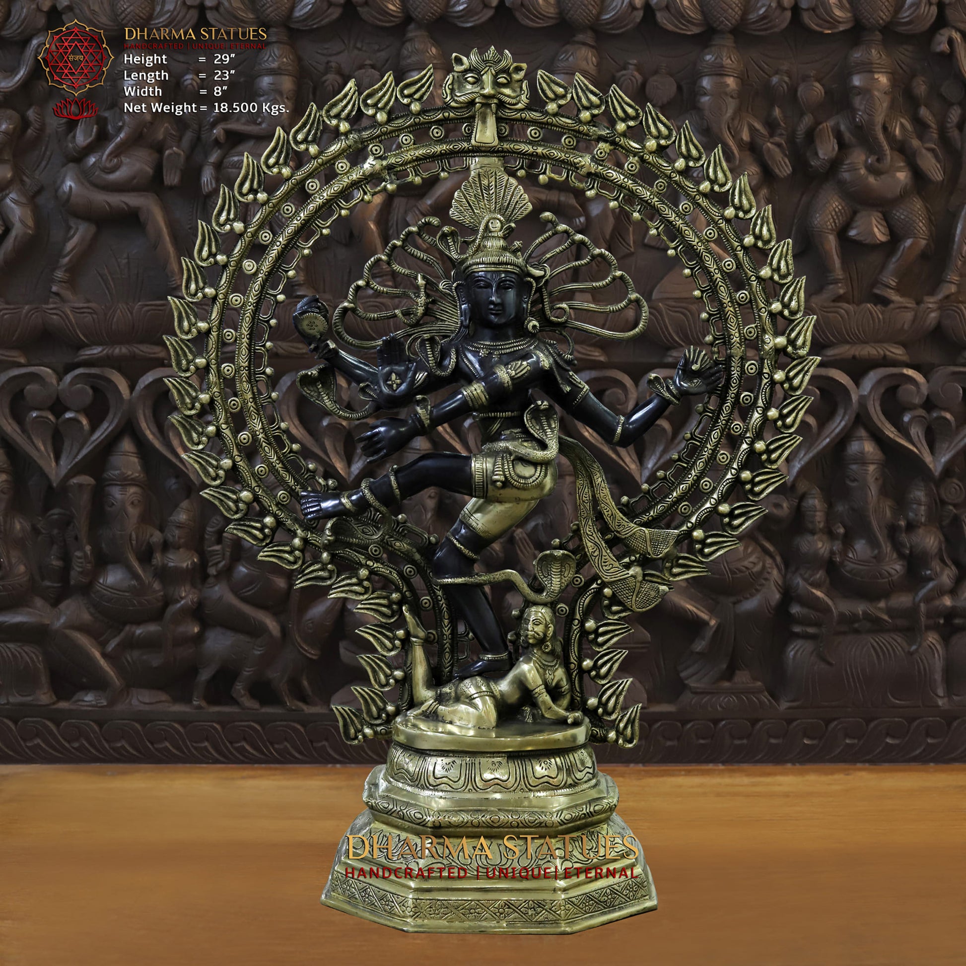 Brass Natraj, Lord Shiva Performing Tandava Dance. 29" Front View
