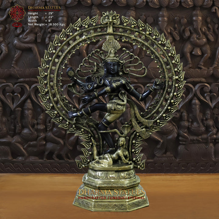 Brass Natraj, Lord Shiva Performing Tandava Dance. 29"