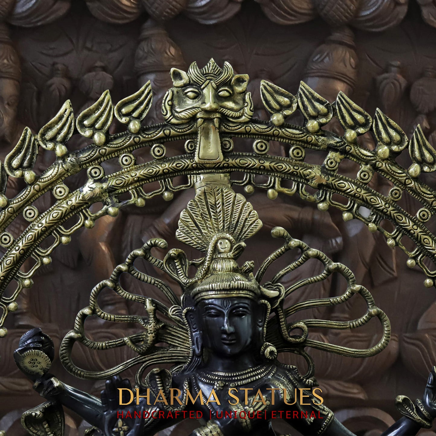 Brass Natraj Statue,  The Celestial Dancer in Gleaming Brass, Black & Golden Finish, 29"